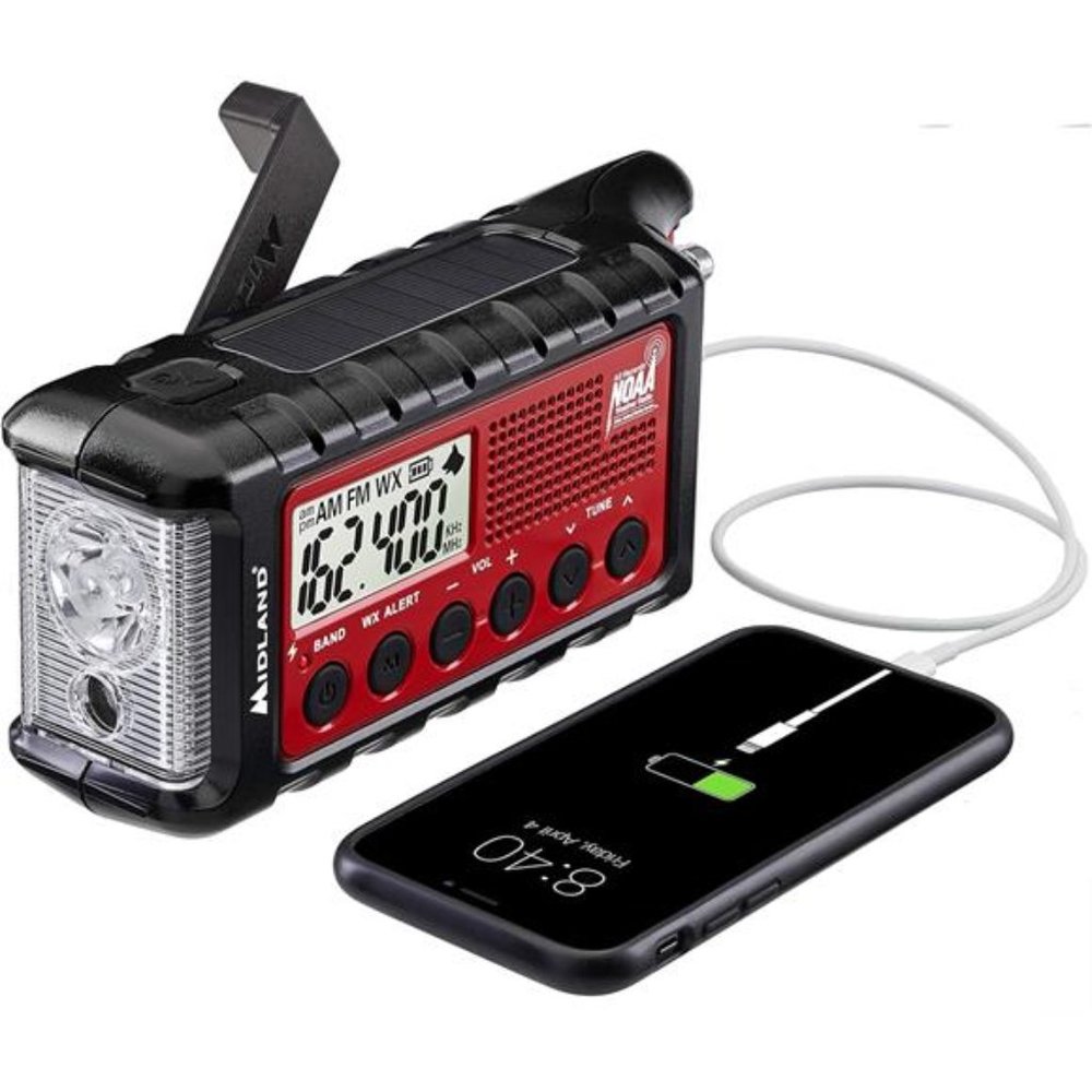 Emergency Crank Weather AM/FM Radio - Multiple Power Sources, SOS Emergency